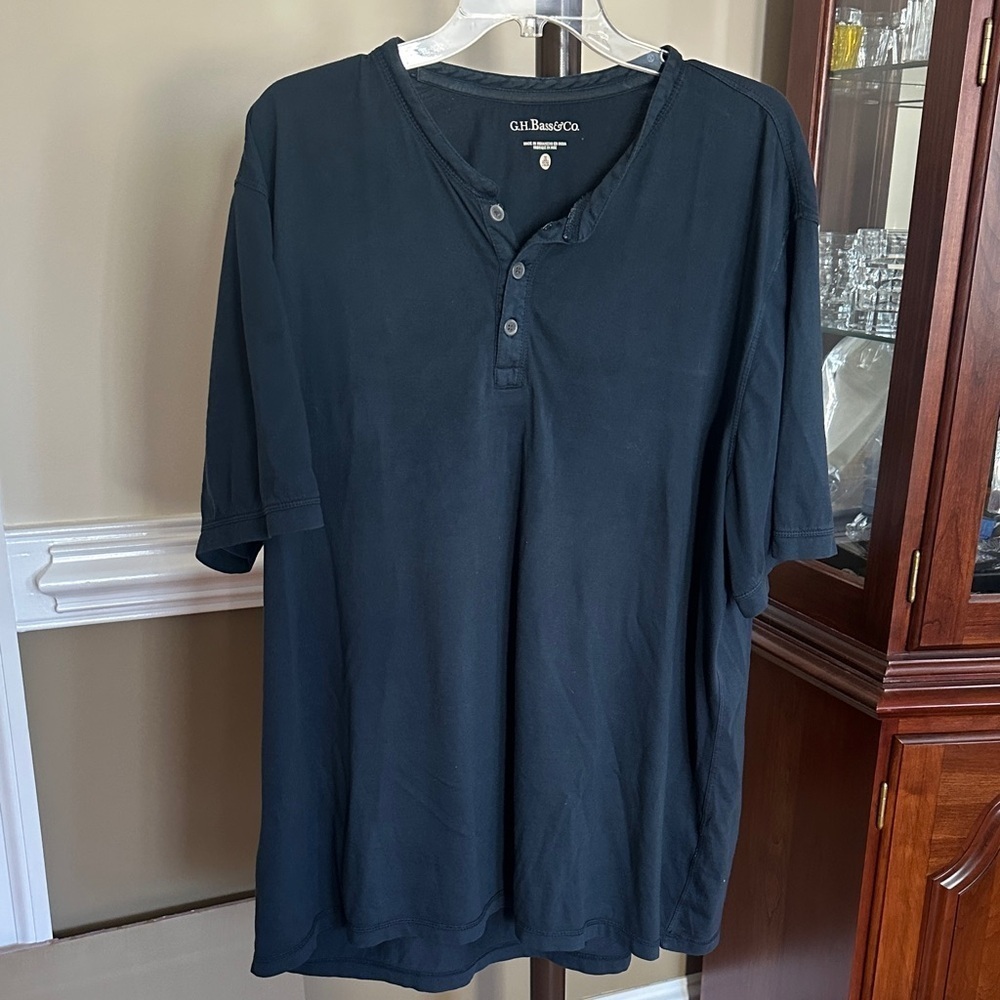 Gildan Men's Blue Henley Tee